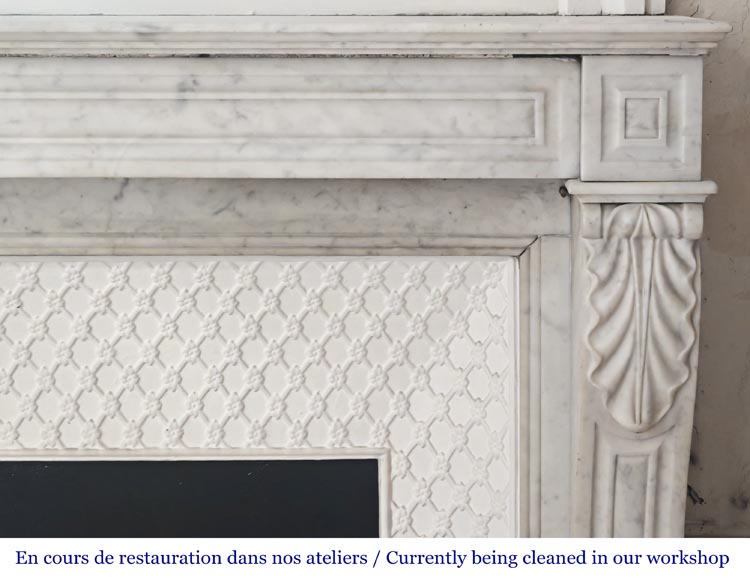 Carrara marble mantelpiece with corbel-style supports, Napoleon III period-6